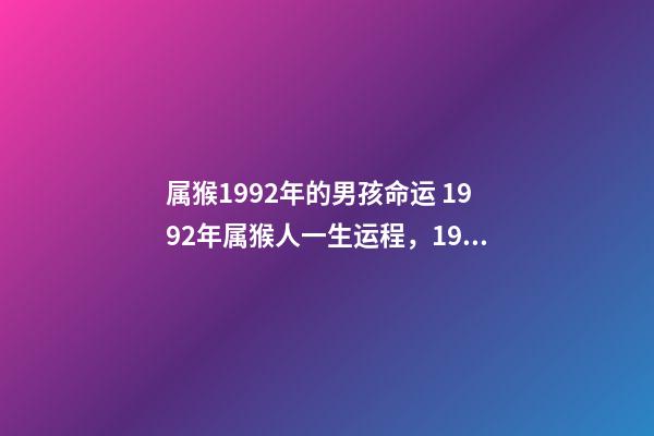 属猴1992年的男孩命运 1992年属猴人一生运程，1992年属猴男一生命运-第1张-观点-玄机派
